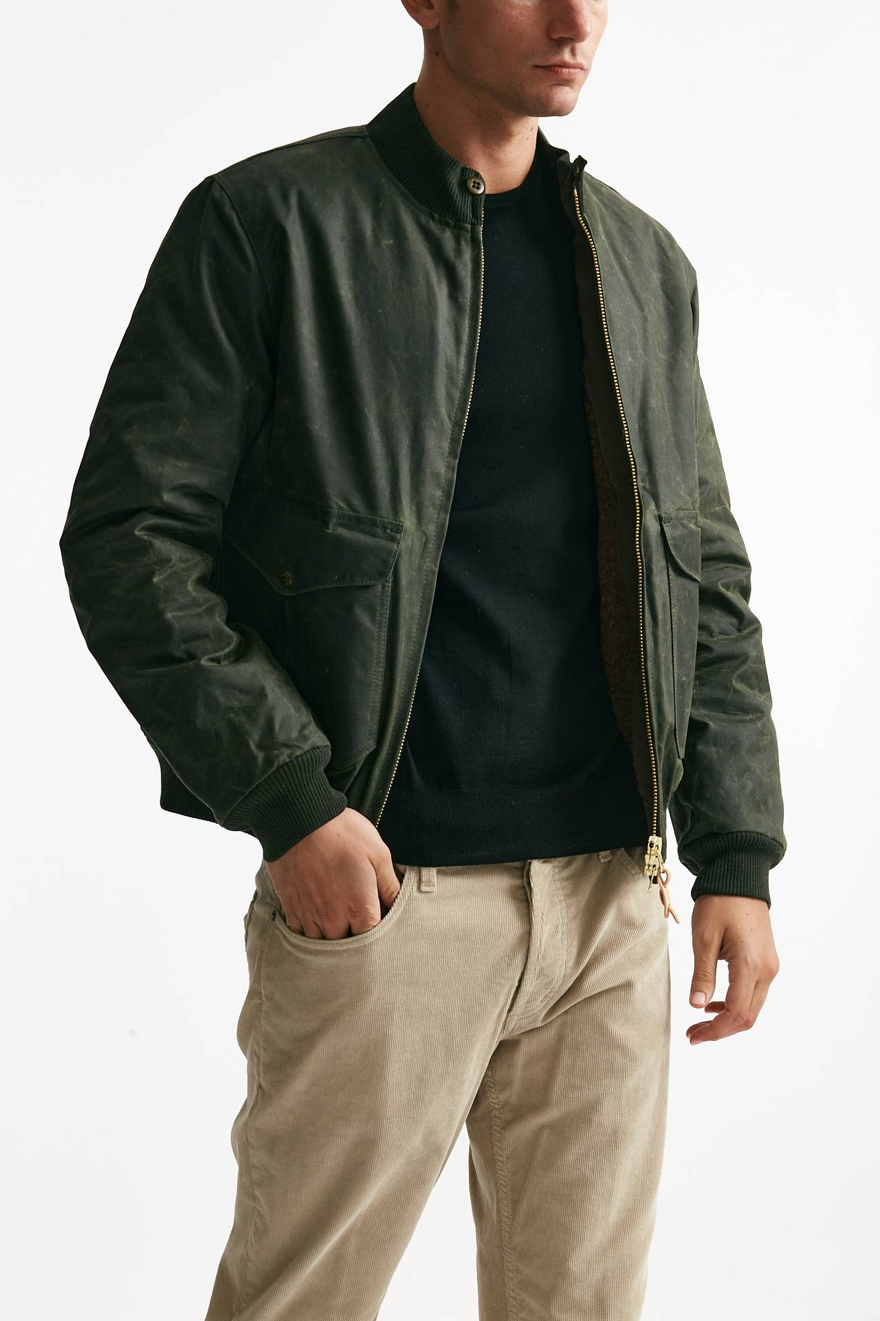 bomber new bomber in cotone cerato verde uomo Manifattura ceccarelli - 4