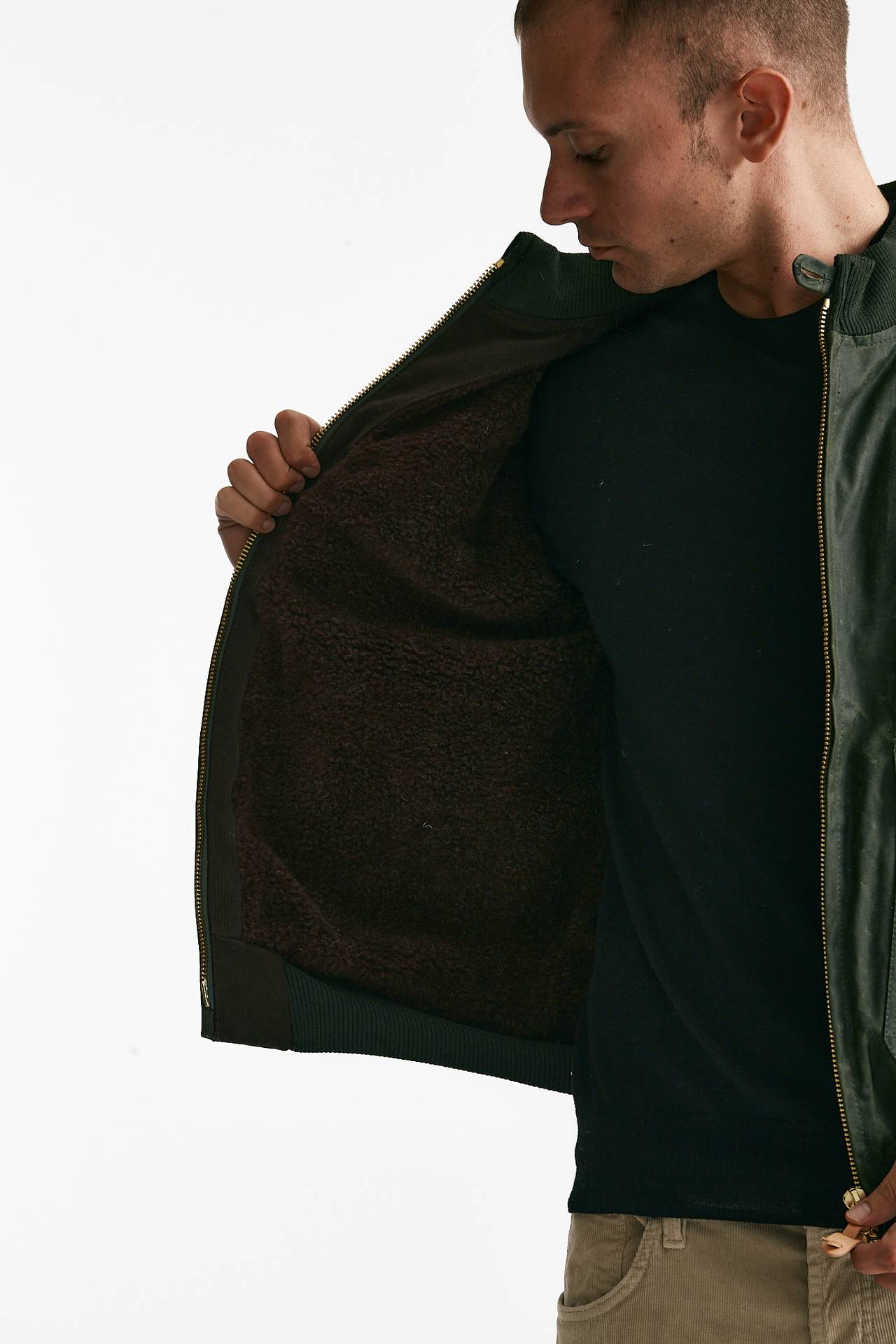 bomber new bomber in cotone cerato verde uomo Manifattura ceccarelli - 7