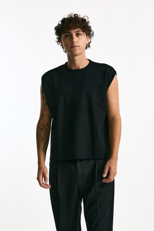 Gilet girocollo nero uomo Marsēm