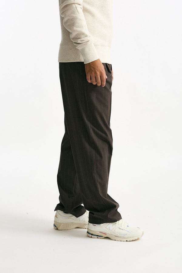 Pantalone gamba ampia marrone gessato uomo Marsēm