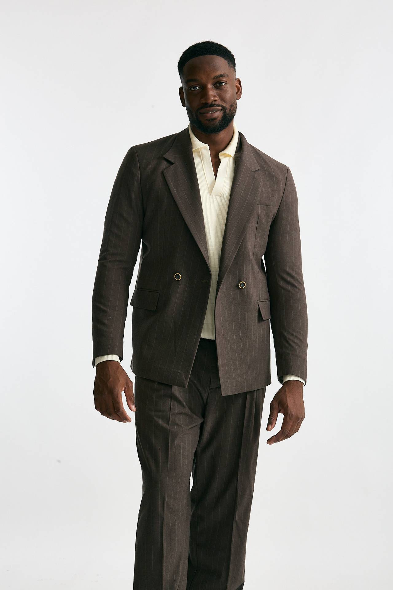 Giacca doppiopetto marrone gessato uomo Marsēm - 1