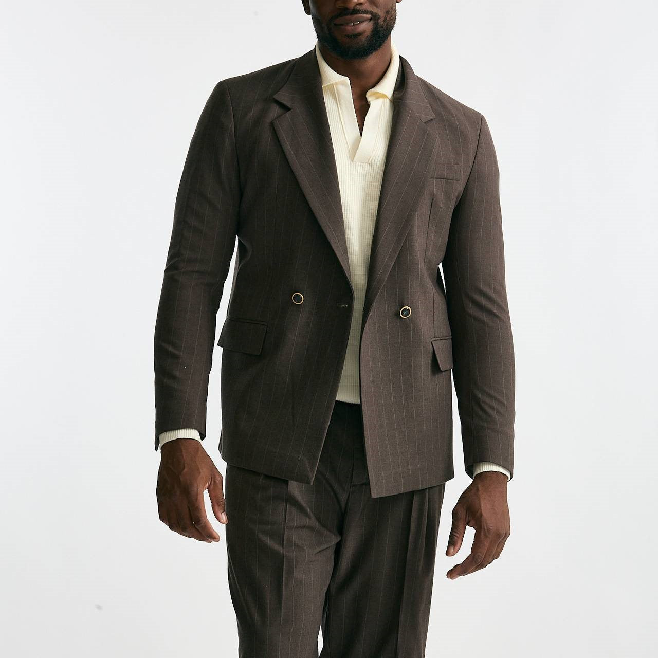 Giacca doppiopetto marrone gessato uomo Marsēm - 10