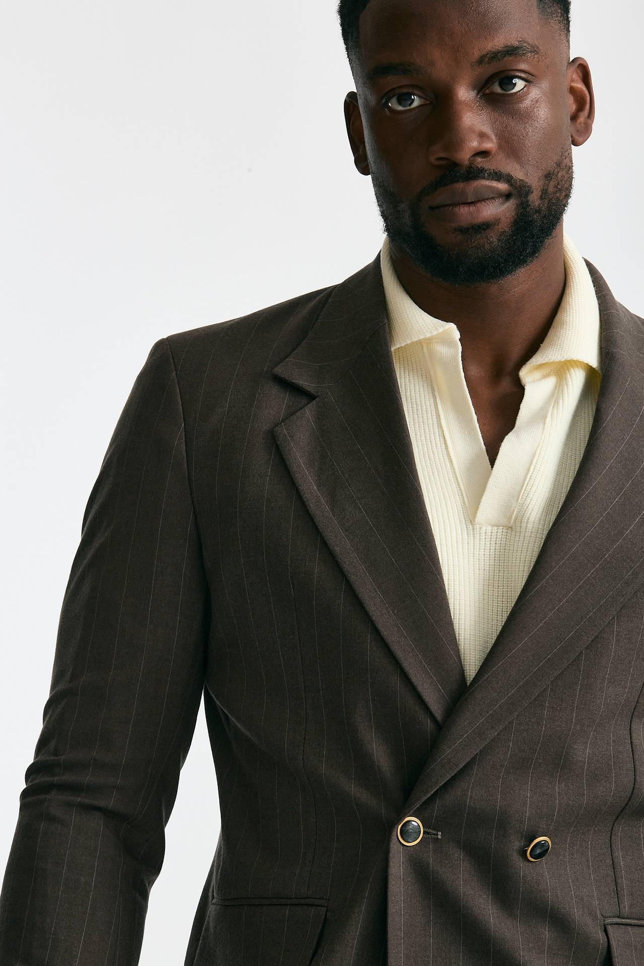 Giacca doppiopetto marrone gessato uomo Marsēm - 7