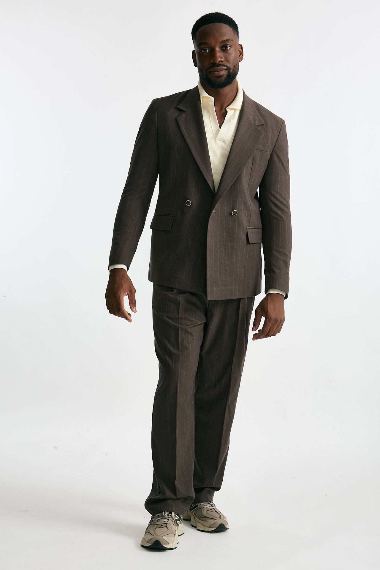 Giacca doppiopetto marrone gessato uomo Marsēm - 9