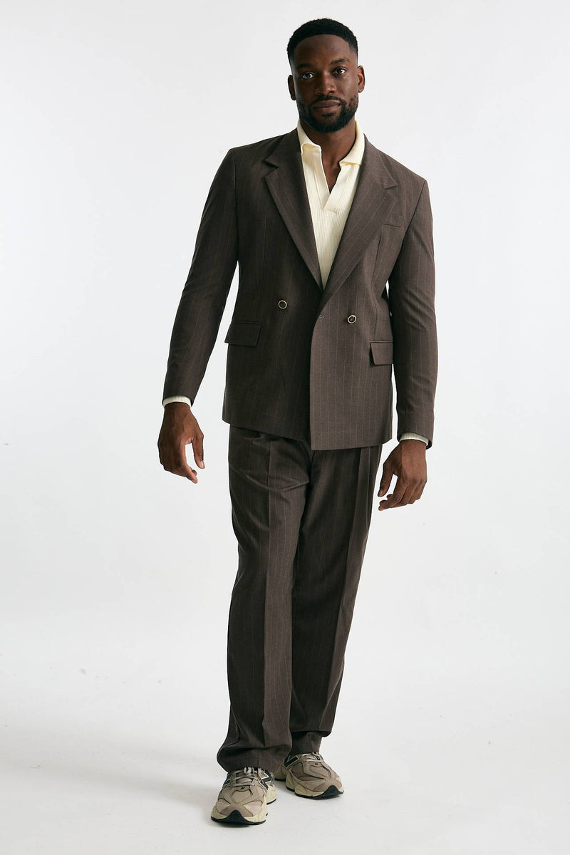 Giacca doppiopetto marrone gessato uomo Marsēm - 9