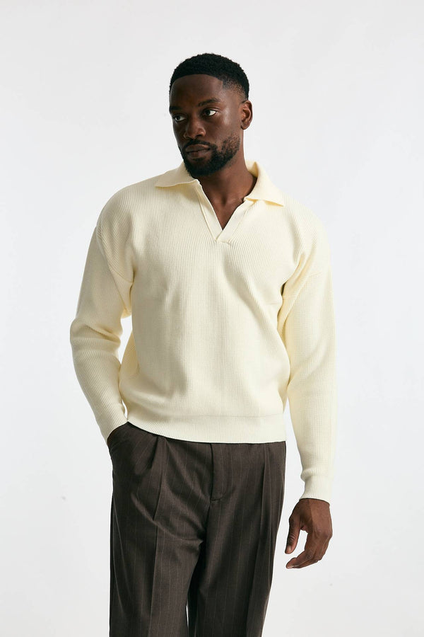 Maglia Polo scollo a V bianco uomo Marsēm