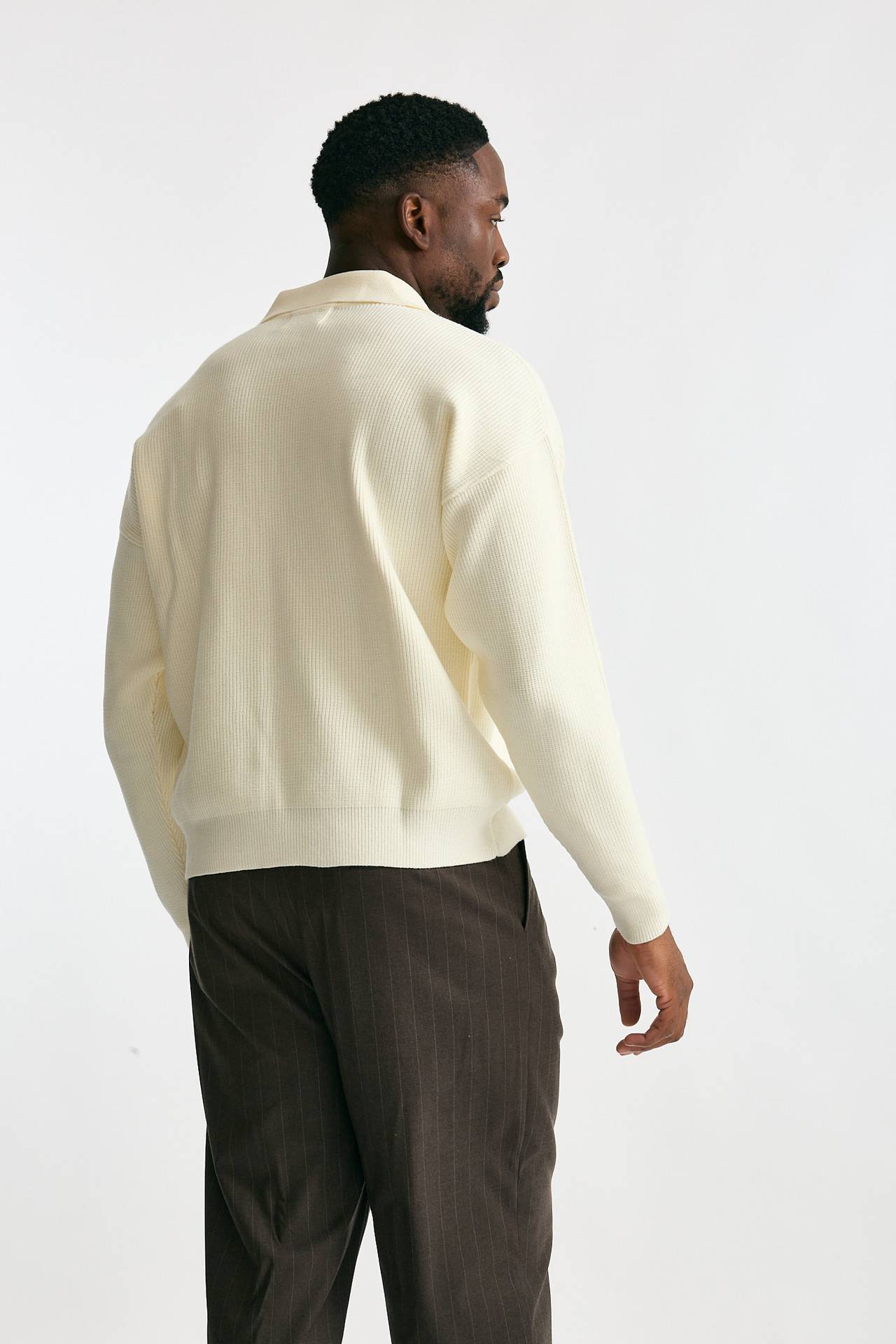 Maglia Polo scollo a V bianco uomo Marsēm - 3