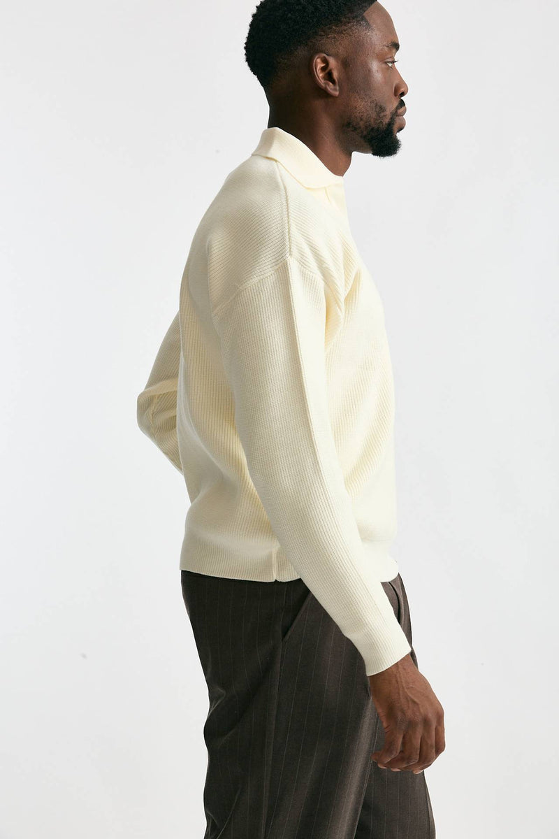 Maglia Polo scollo a V bianco uomo Marsēm - 4