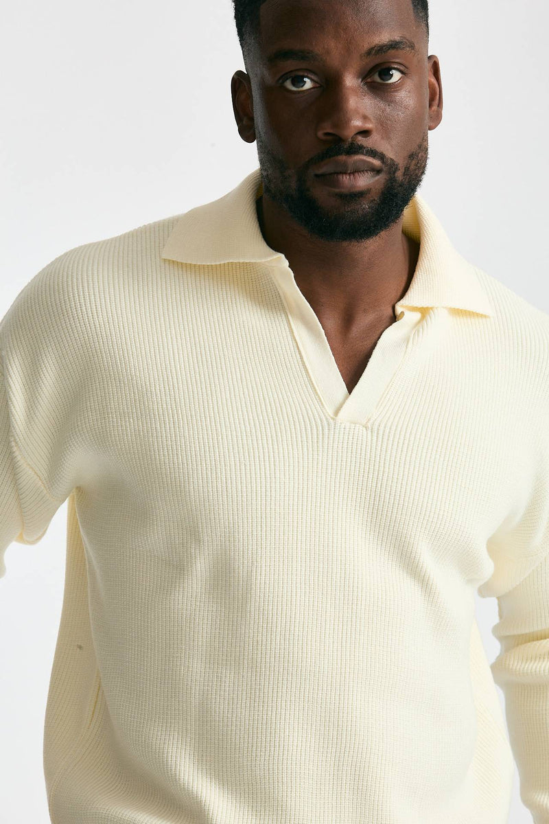 Maglia Polo scollo a V bianco uomo Marsēm - 5