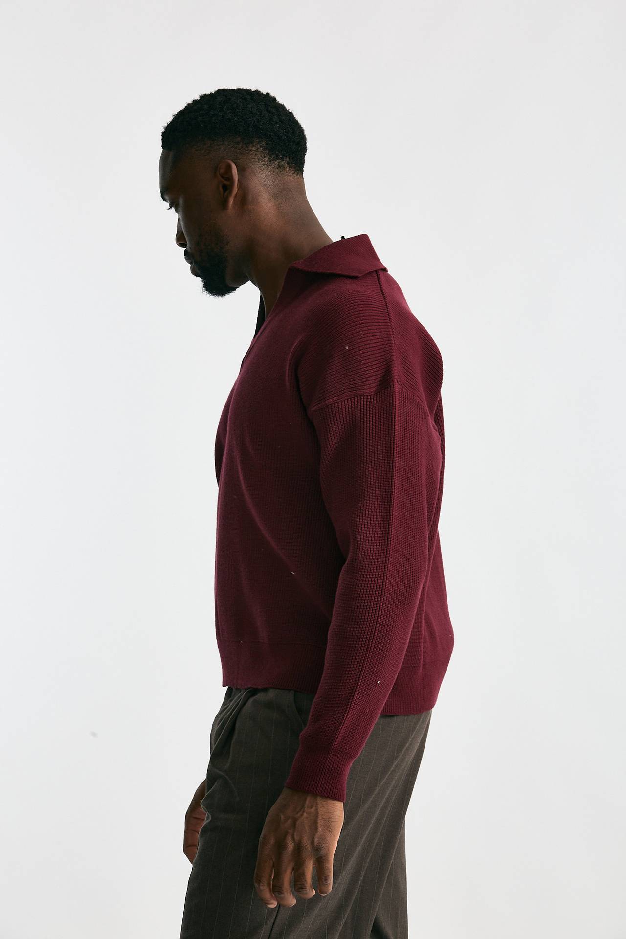 Maglia Polo scollo a V bordeaux uomo Marsēm - 3