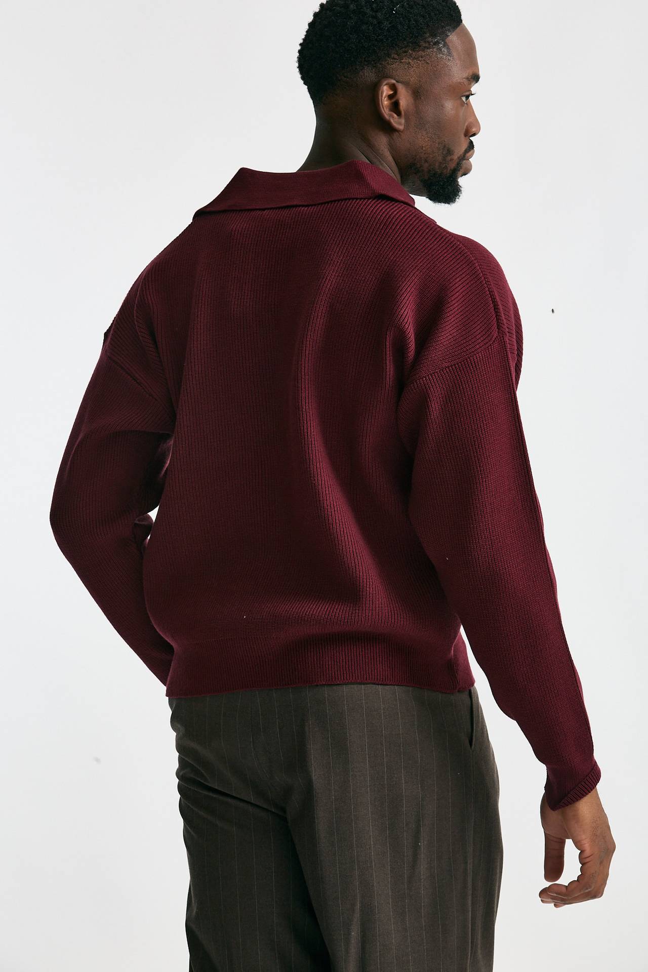 Maglia Polo scollo a V bordeaux uomo Marsēm - 4