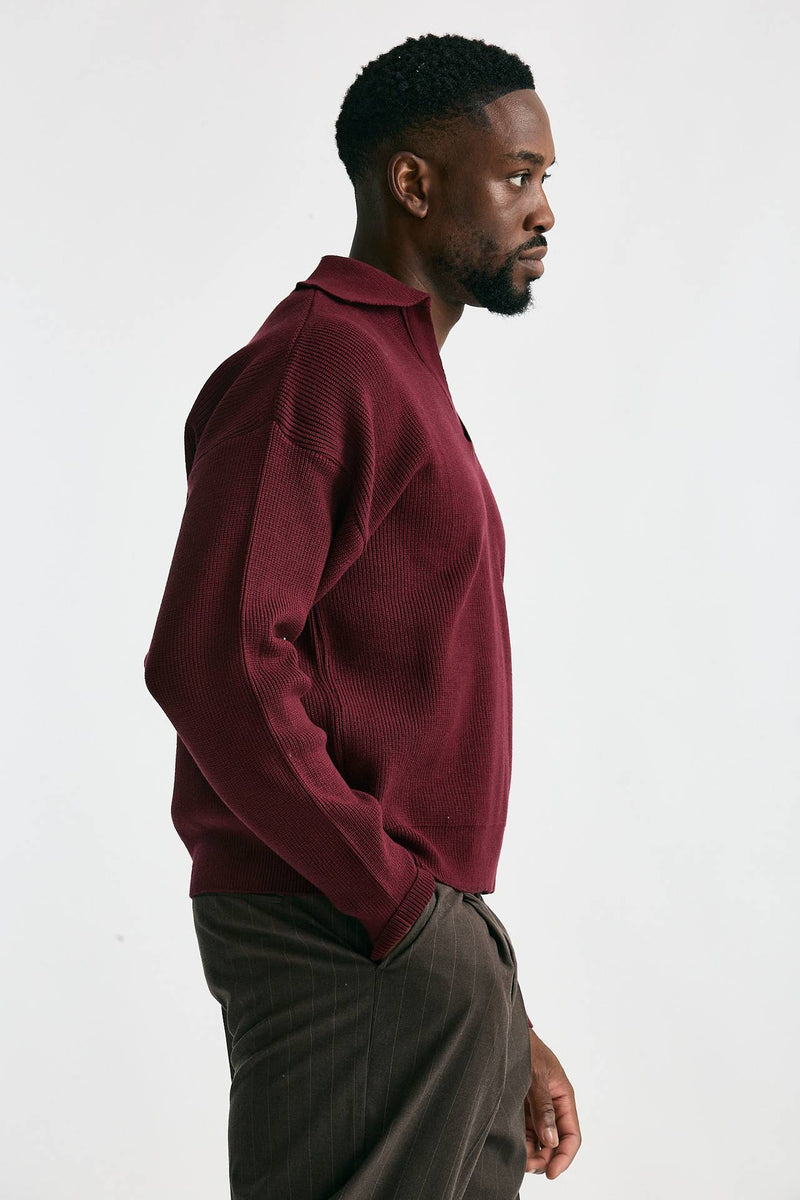 Maglia Polo scollo a V bordeaux uomo Marsēm - 1