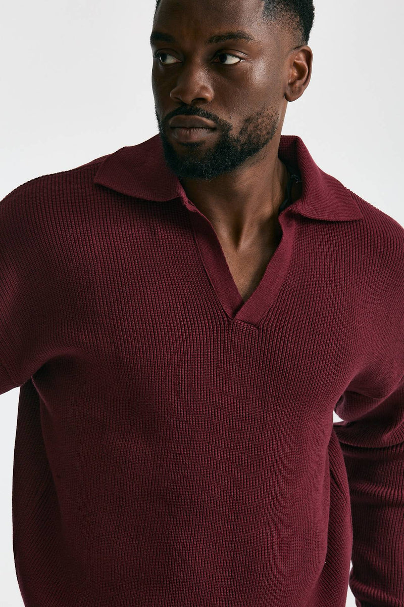 Maglia Polo scollo a V bordeaux uomo Marsēm - 5