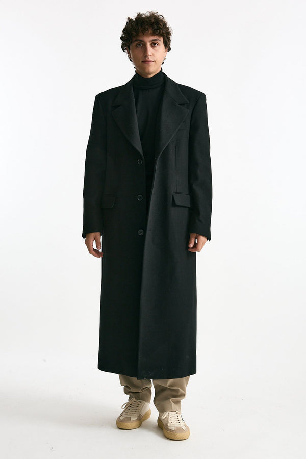 Cappotto monopetto nero misto lana uomo Marsēm