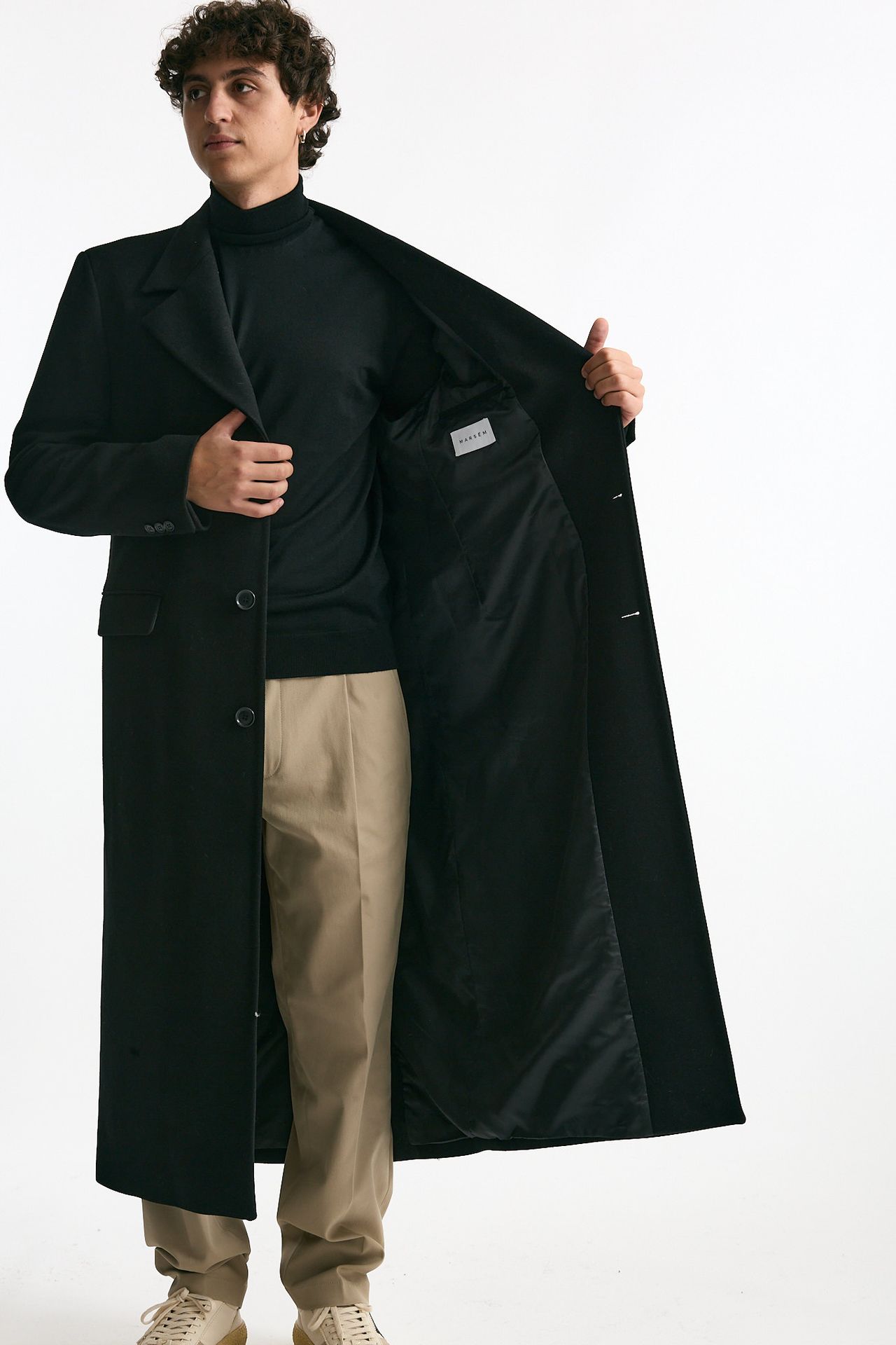 Cappotto monopetto nero misto lana uomo Marsēm - 6