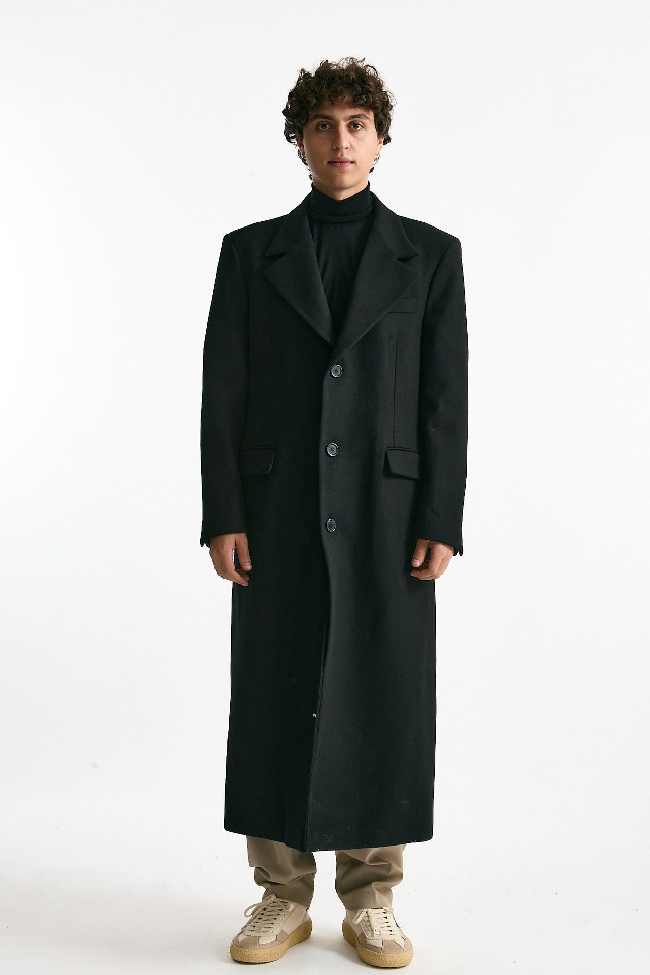 Cappotto monopetto nero misto lana uomo Marsēm - 8