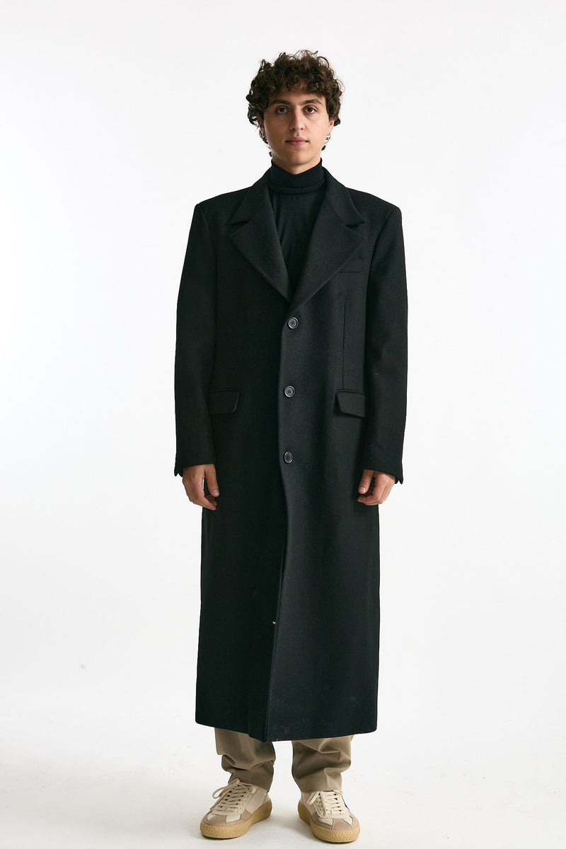 Cappotto monopetto nero misto lana uomo Marsēm - 8