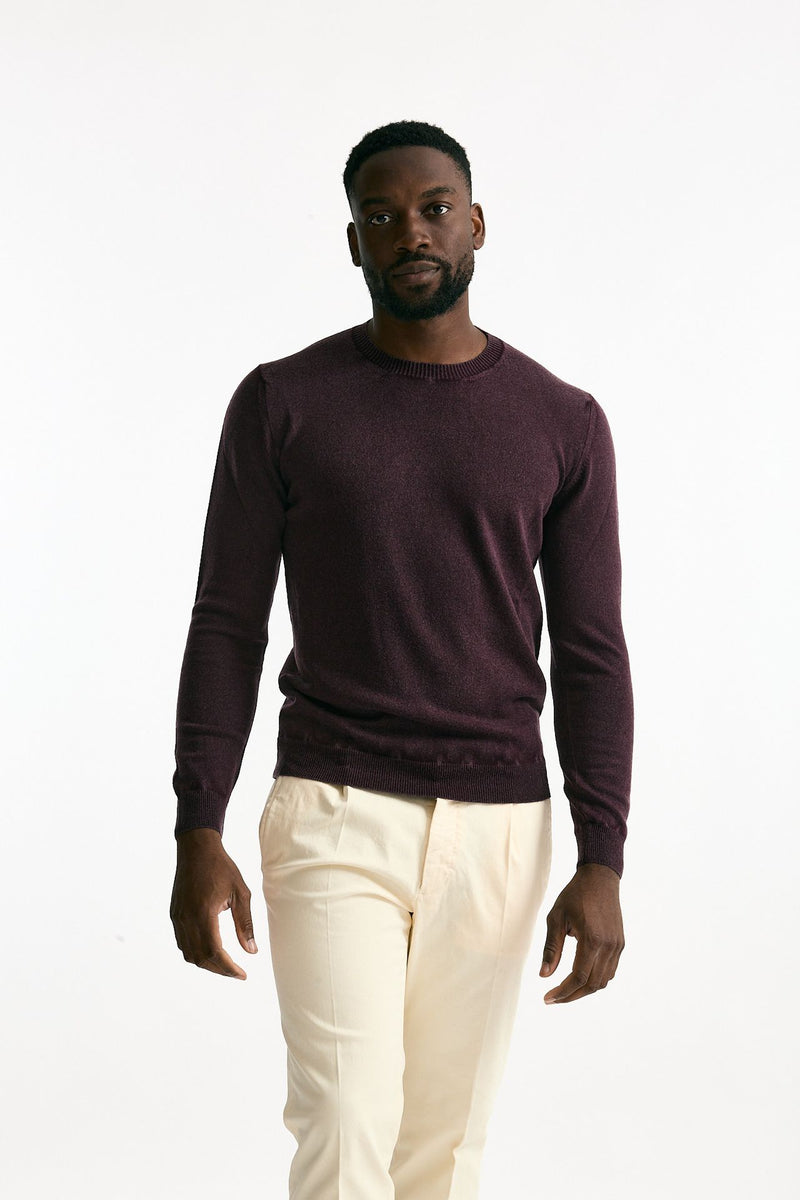 Maglia in lana e cashmere lavata bordeaux uomo Mauro ottaviani - 2