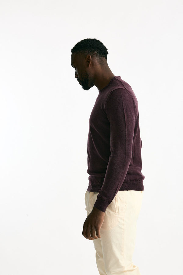 Maglia in lana e cashmere lavata bordeaux uomo Mauro ottaviani