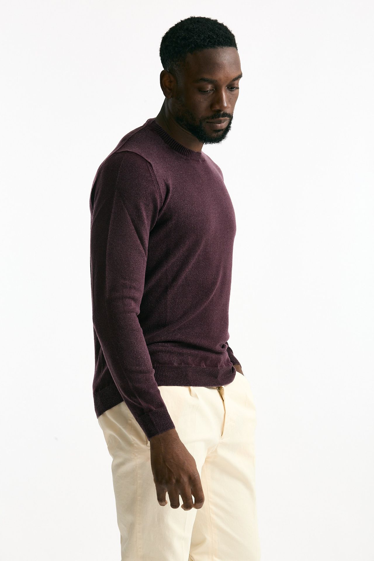 Maglia in lana e cashmere lavata bordeaux uomo Mauro ottaviani - 4