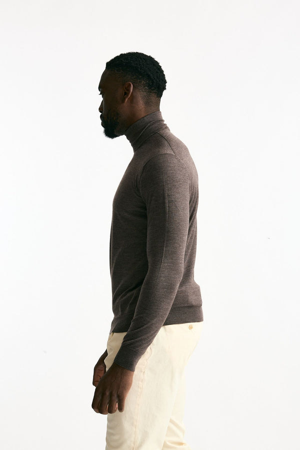 Dolcevita in cashmere e seta tortora uomo Mauro ottaviani