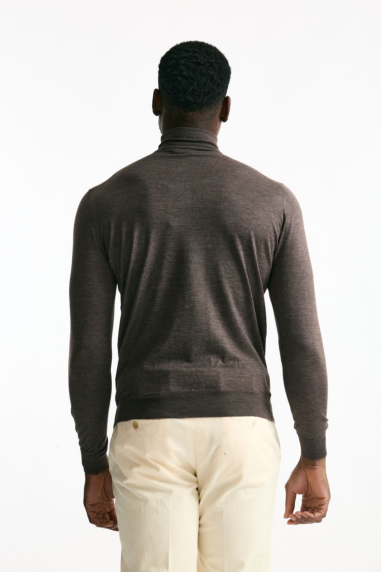 Dolcevita in cashmere e seta tortora uomo Mauro ottaviani - 3