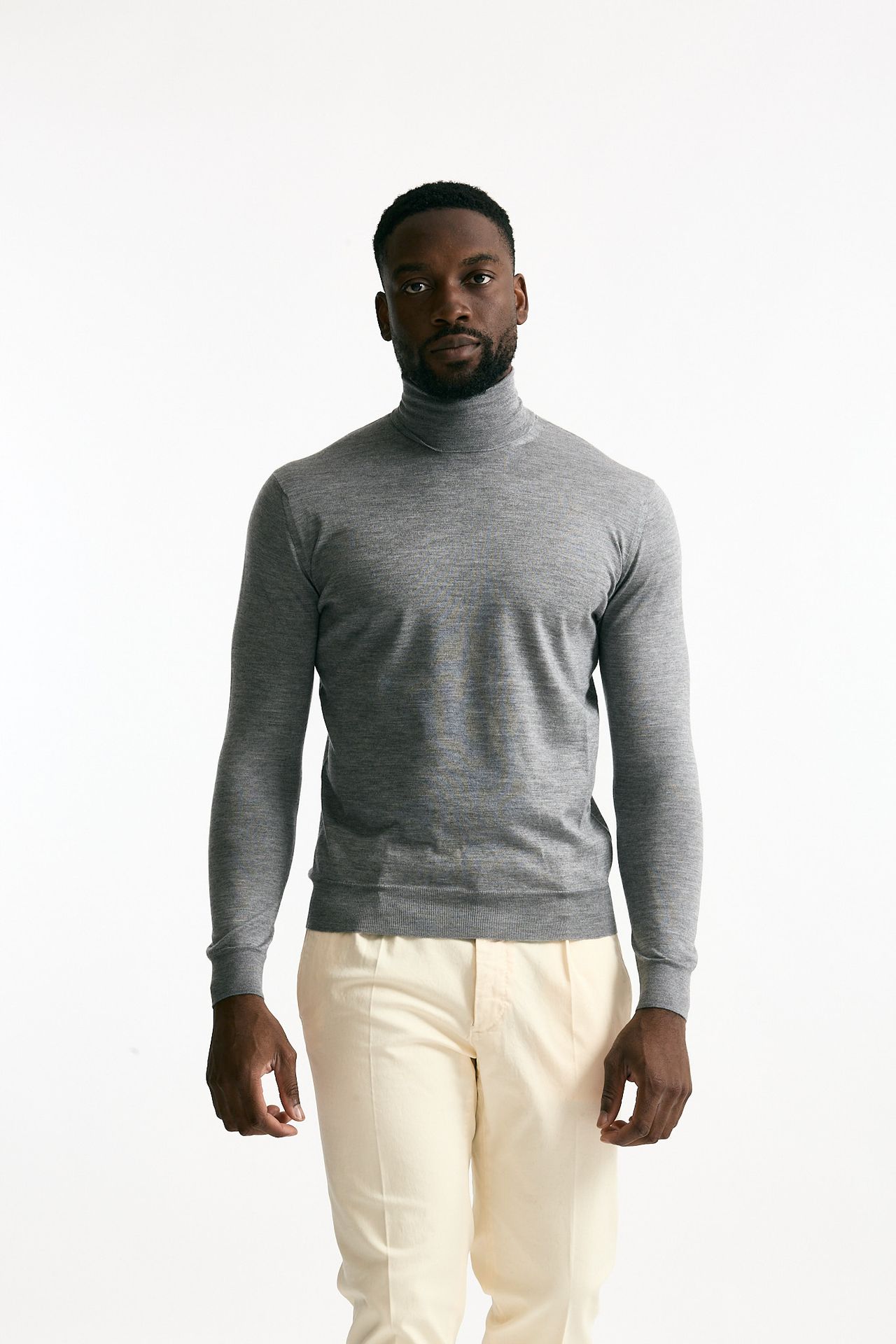 Dolcevita in cashmere e seta grigio uomo Mauro ottaviani - 2