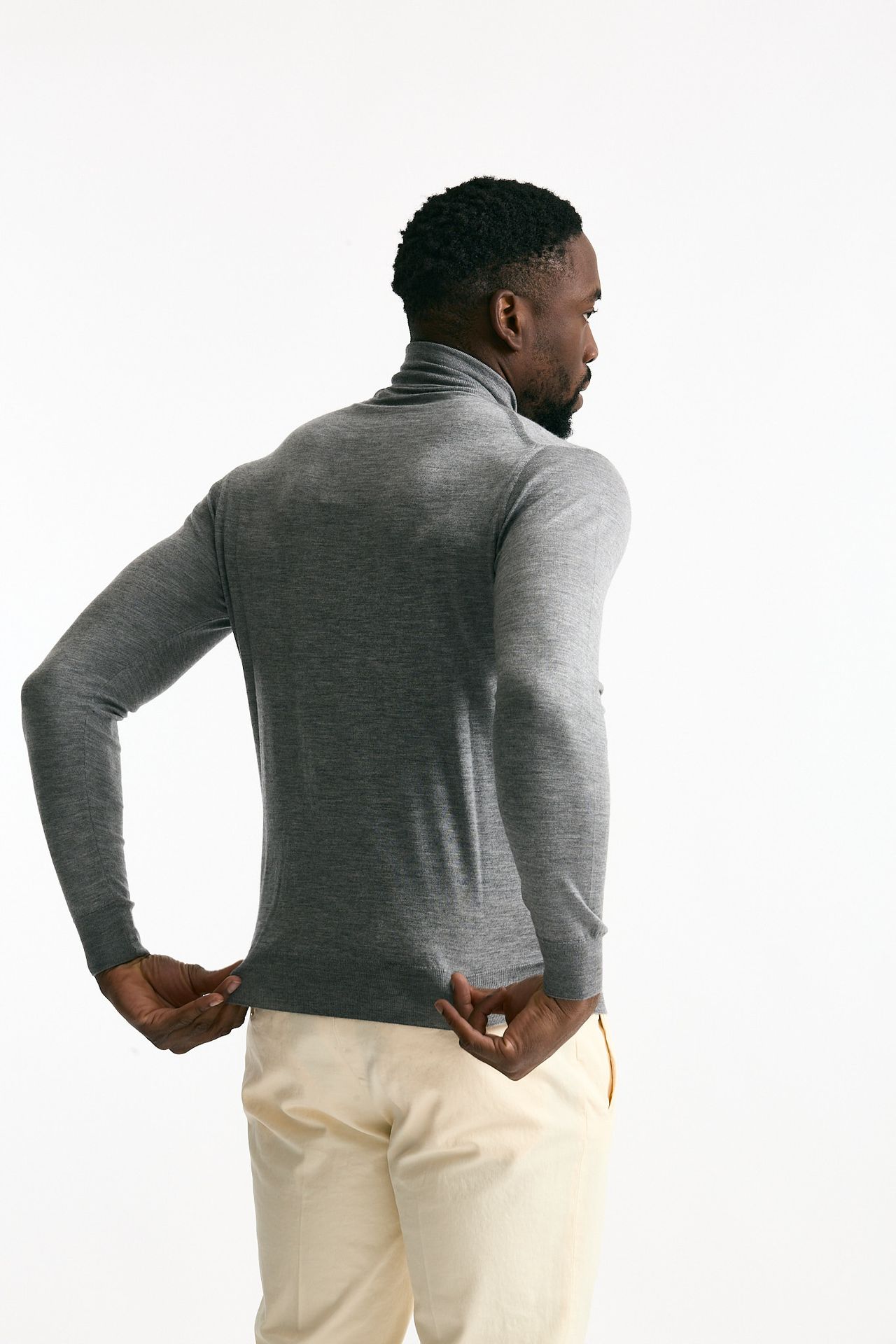 Dolcevita in cashmere e seta grigio uomo Mauro ottaviani - 1