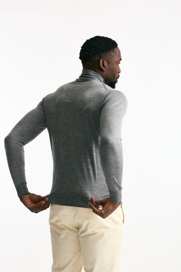 Dolcevita in cashmere e seta grigio uomo Mauro ottaviani