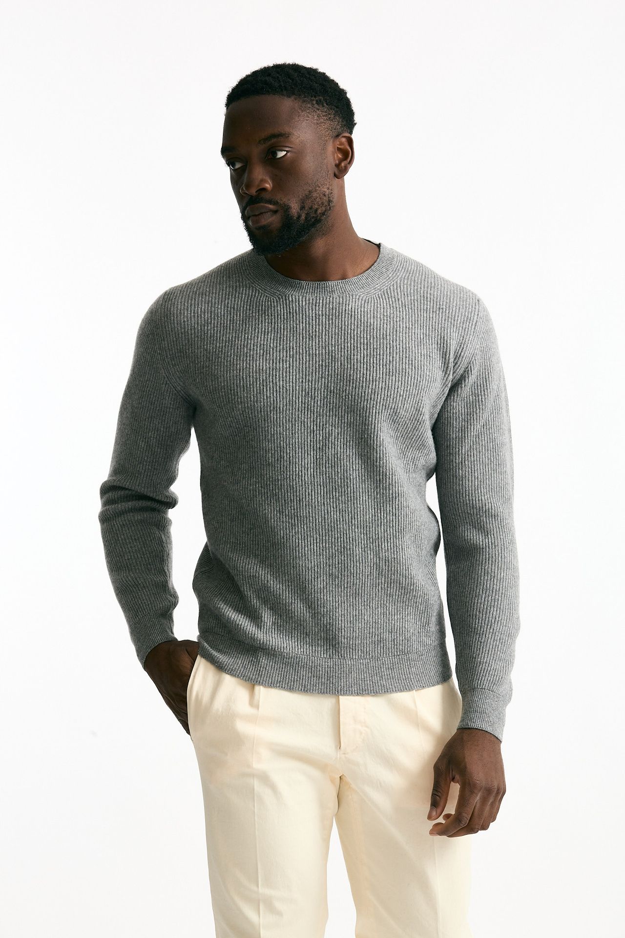 Maglia in lana e cashmere grigio uomo Mauro ottaviani - 1