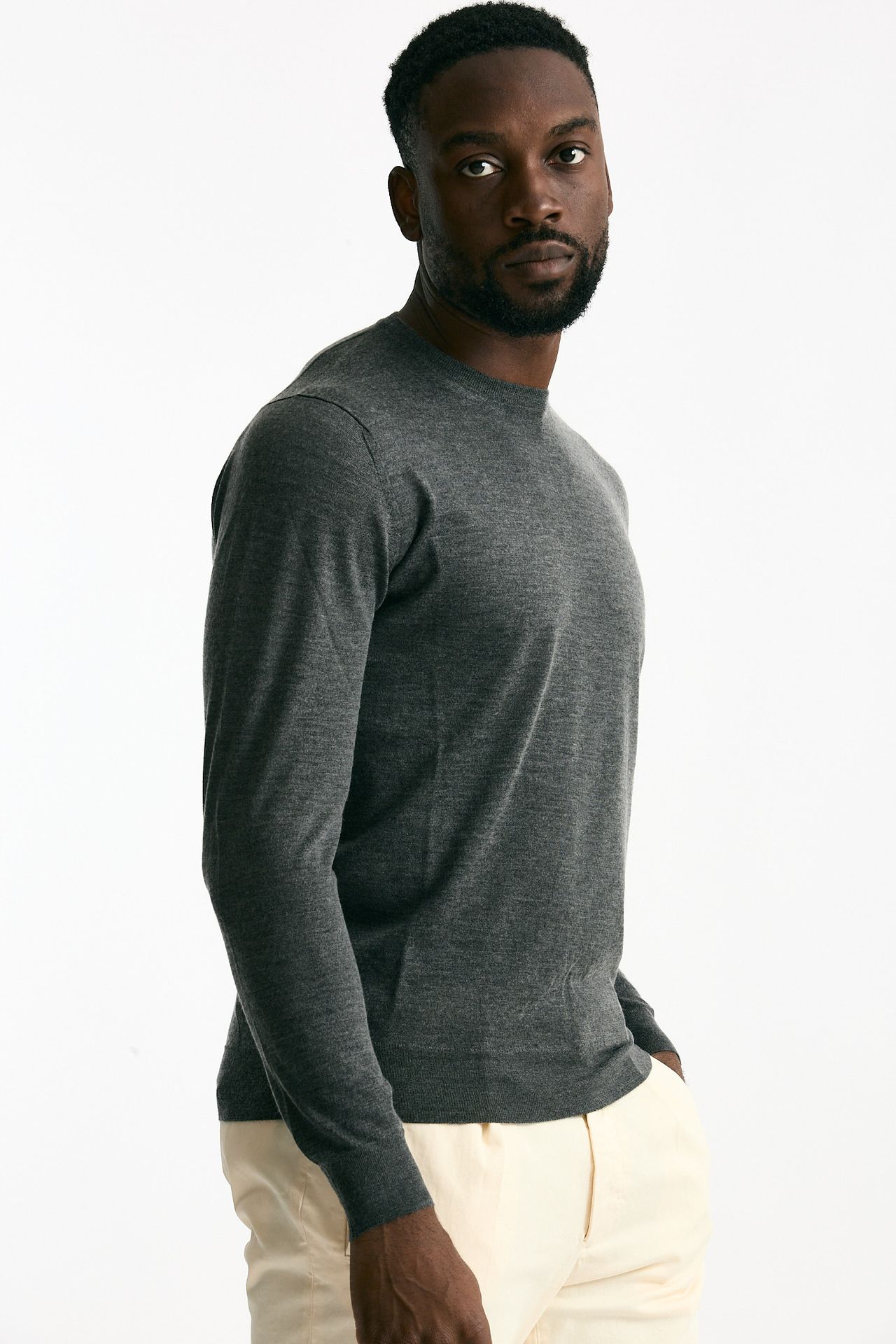 Maglia in cashmere e seta grigio uomo Mauro ottaviani - 4