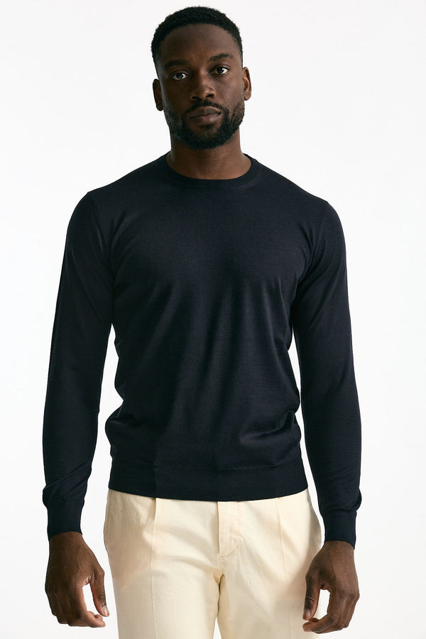 Maglia in cashmere e seta blu uomo Mauro ottaviani