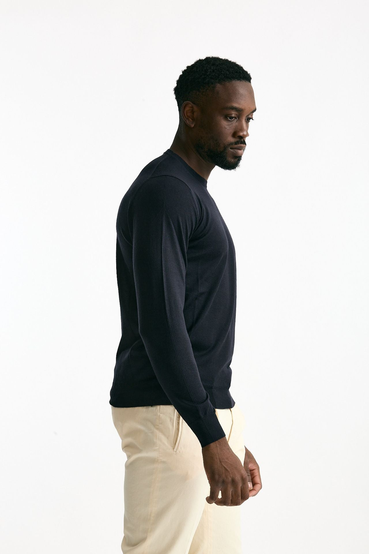 Maglia in cashmere e seta blu uomo Mauro ottaviani - 4