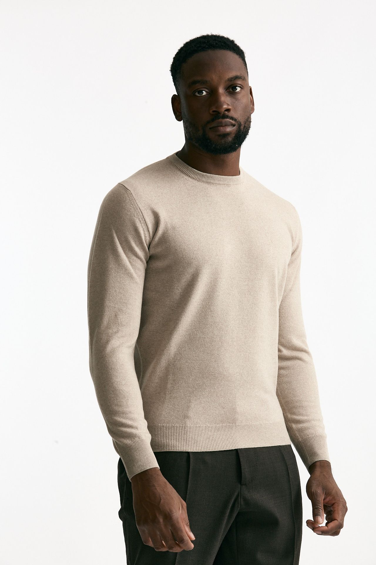 Maglia in lana e cashmere beige uomo Mauro ottaviani - 3