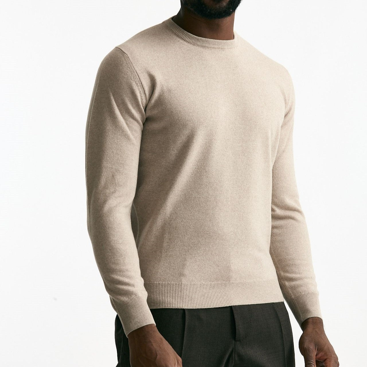Maglia in lana e cashmere beige uomo Mauro ottaviani - 5