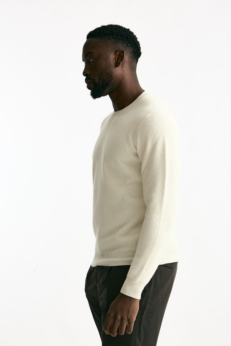 Maglia in lana e cashmere bianco uomo Mauro ottaviani - 3