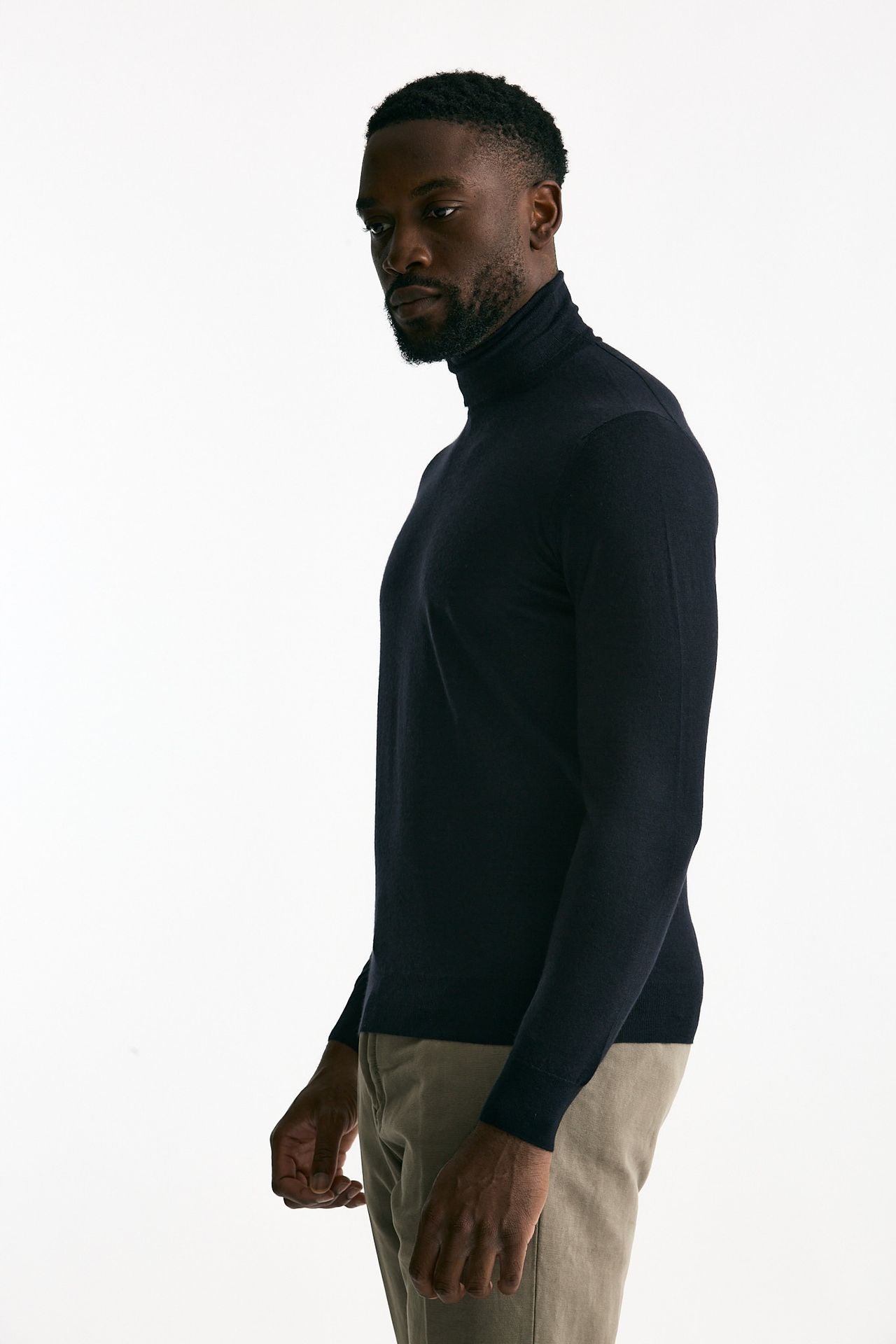 Dolcevita in cashmere e seta blu uomo Mauro ottaviani - 1