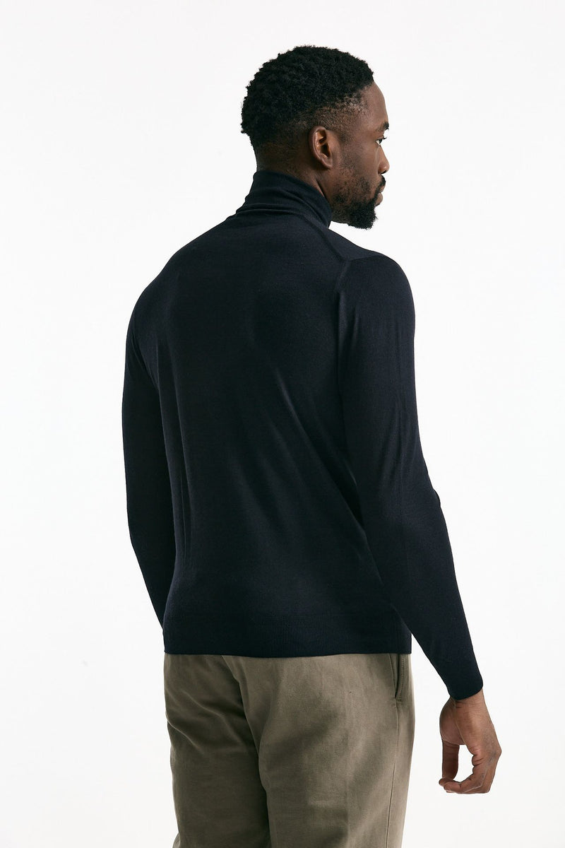 Dolcevita in cashmere e seta blu uomo Mauro ottaviani - 3