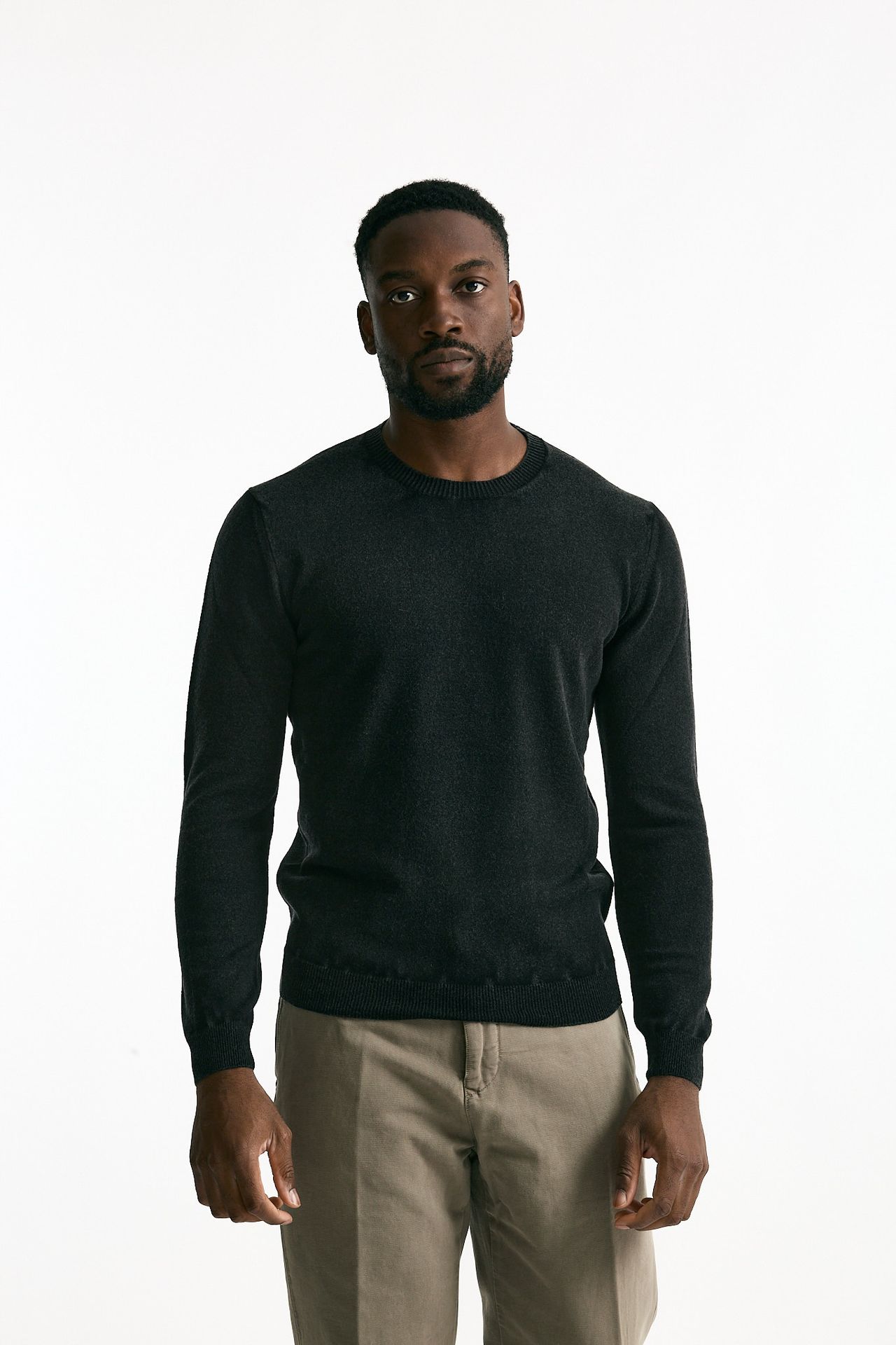 Maglia in lana e cashmere lavata nero uomo Mauro ottaviani - 2