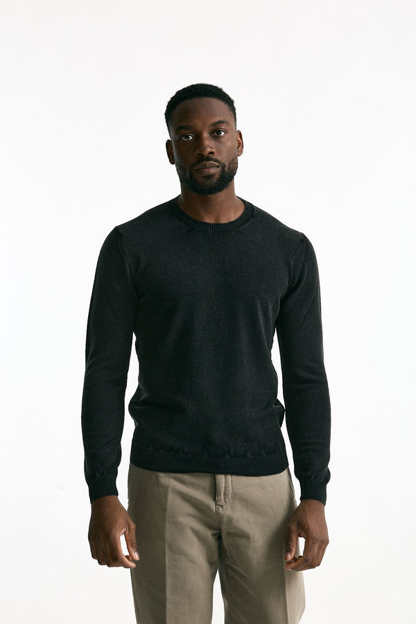 Maglia in lana e cashmere lavata nero uomo Mauro ottaviani