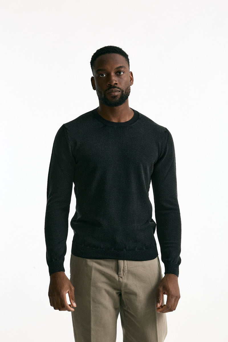 Maglia in lana e cashmere lavata nero uomo Mauro ottaviani - 2