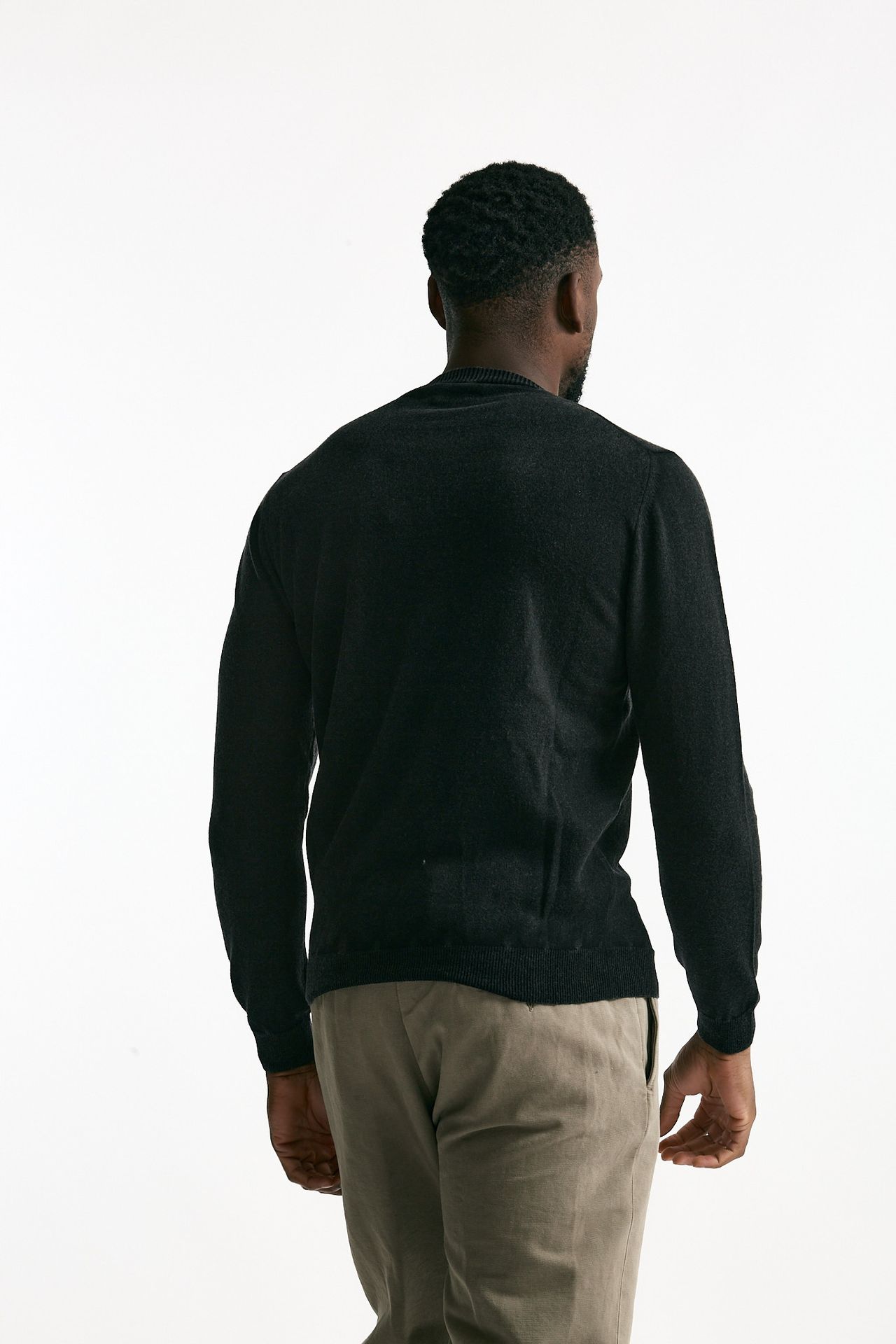 Maglia in lana e cashmere lavata nero uomo Mauro ottaviani - 3