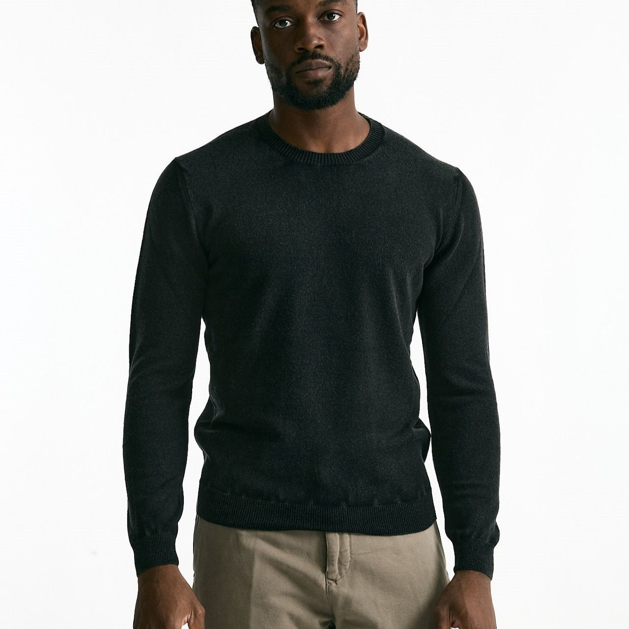 Maglia in lana e cashmere lavata nero uomo Mauro ottaviani - 6