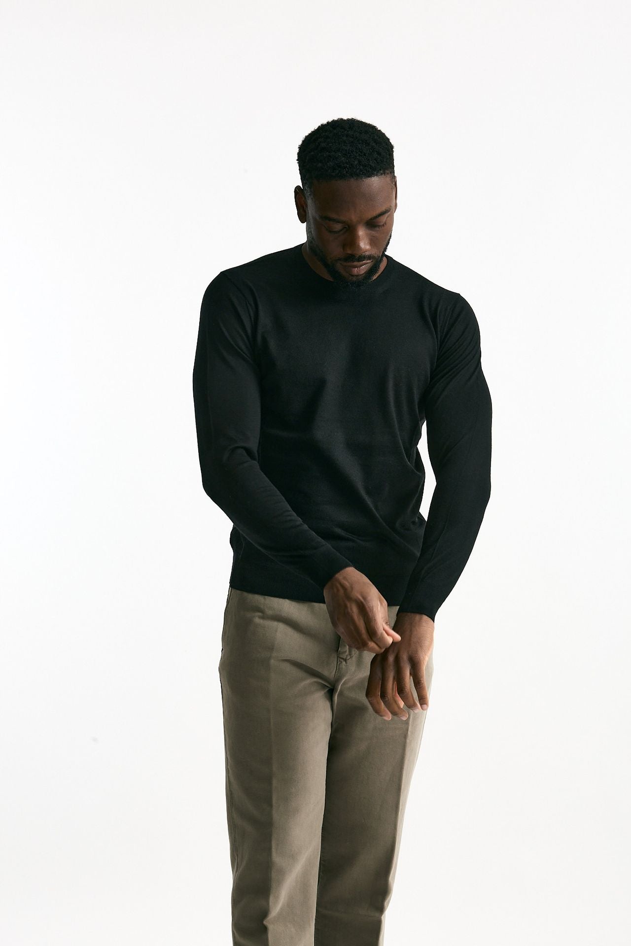 Maglia in cashmere e seta nero uomo Mauro ottaviani - 1