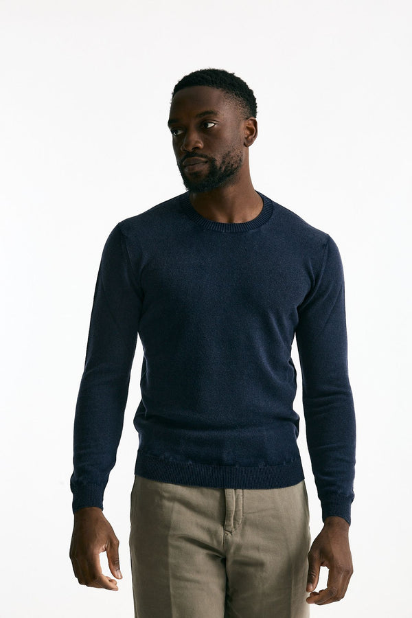 Maglia in lana e cashmere lavata blu uomo Mauro ottaviani