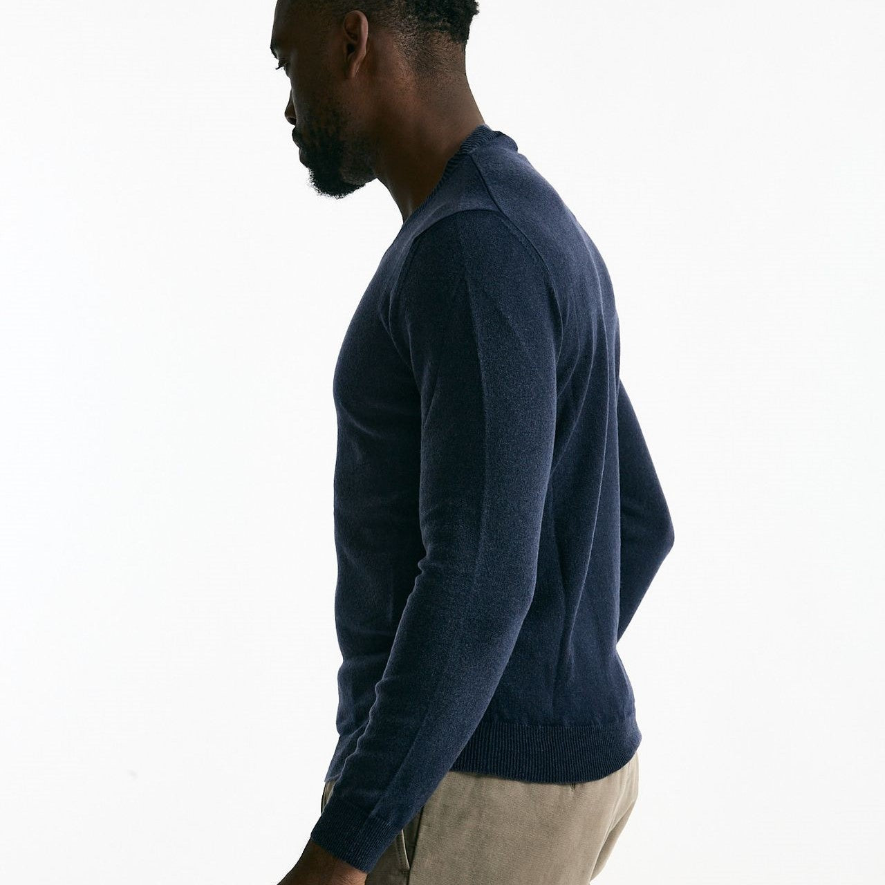 Maglia in lana e cashmere lavata blu uomo Mauro ottaviani - 6