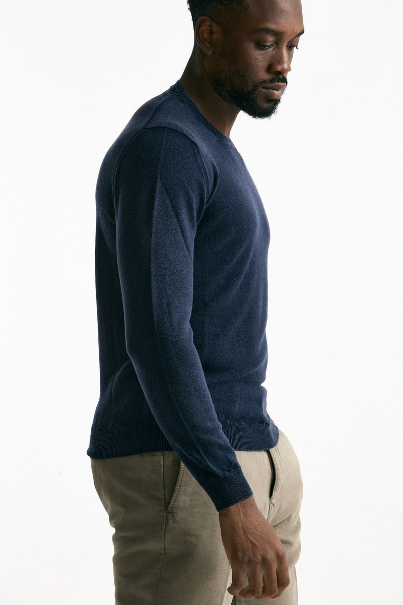 Maglia in lana e cashmere lavata blu uomo Mauro ottaviani - 3