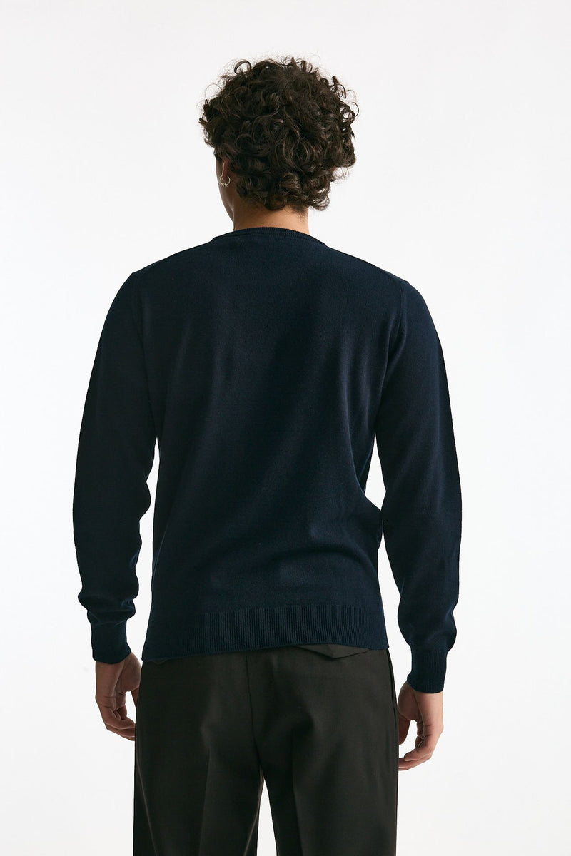 Maglia in lana e cashmere blu uomo Mauro ottaviani - 3
