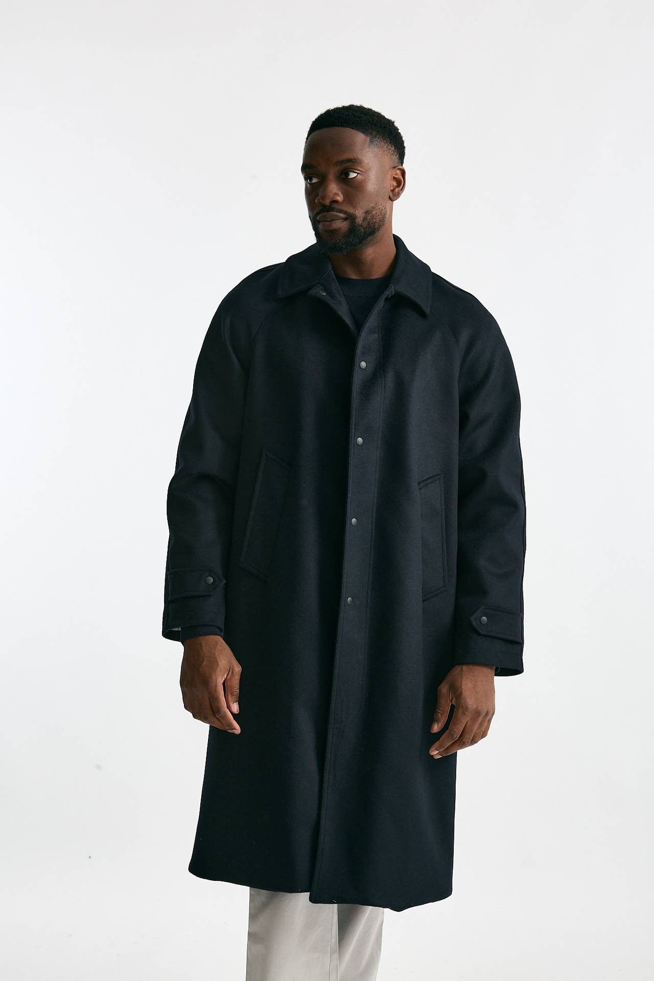 Cappotto monopetto in lana blu uomo Paltò - 2