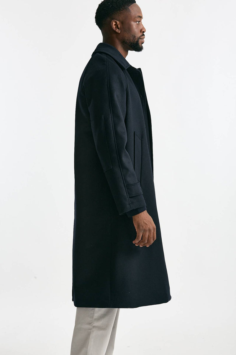 Cappotto monopetto in lana blu uomo Paltò - 4